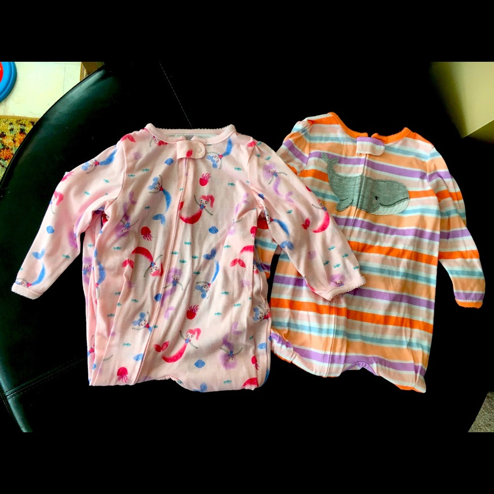 Mermaid/Whale Footie pajama bundle